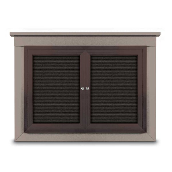 United Visual Products 60"x36" 2-Door Enclosed Letterboard, Grey Felt/Walnut UV2625O-WALNUT-GREY - main